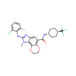 Cn1c(Nc2c(F)cccc2Cl)nc2cc(C(=O)N[C@H]3CC[C@H](C(F)(F)F)CC3)c3c(c21)OCCO3 ZINC001772571719