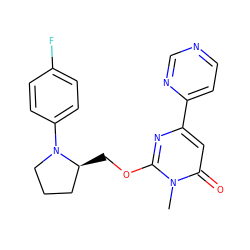 Cn1c(OC[C@H]2CCCN2c2ccc(F)cc2)nc(-c2ccncn2)cc1=O ZINC000146530932