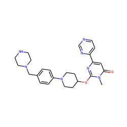 Cn1c(OC2CCN(c3ccc(CN4CCNCC4)cc3)CC2)nc(-c2ccncn2)cc1=O ZINC000198759753