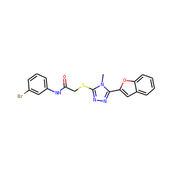 Cn1c(SCC(=O)Nc2cccc(Br)c2)nnc1-c1cc2ccccc2o1 ZINC000001074885