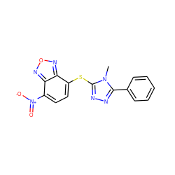 Cn1c(Sc2ccc([N+](=O)[O-])c3nonc23)nnc1-c1ccccc1 ZINC000009295488