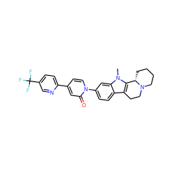 Cn1c2c(c3ccc(-n4ccc(-c5ccc(C(F)(F)F)cn5)cc4=O)cc31)CCN1CCCC[C@@H]21 ZINC000113186769