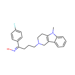 Cn1c2c(c3ccccc31)CN(CCC/C(=N/O)c1ccc(F)cc1)CC2 ZINC000013526477