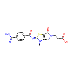 Cn1c2c(s/c1=N\C(=O)c1ccc(C(=N)N)cc1)C(=O)N(CCC(=O)O)C2 ZINC000025983684