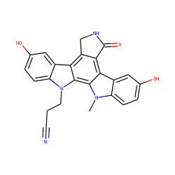 Cn1c2ccc(O)cc2c2c3c(c4c5cc(O)ccc5n(CCC#N)c4c21)CNC3=O ZINC000014944015