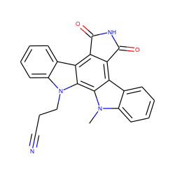 Cn1c2ccccc2c2c3c(c4c5ccccc5n(CCC#N)c4c21)C(=O)NC3=O ZINC000014944028