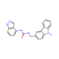 Cn1c2ccccc2c2cc(CNC(=O)Nc3cccc4[nH]ncc34)ccc21 ZINC000014973582