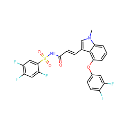 Cn1cc(/C=C/C(=O)NS(=O)(=O)c2cc(F)c(F)cc2F)c2c(Oc3ccc(F)c(F)c3)cccc21 ZINC000044430627