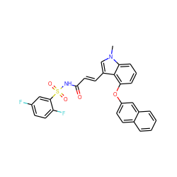 Cn1cc(/C=C/C(=O)NS(=O)(=O)c2cc(F)ccc2F)c2c(Oc3ccc4ccccc4c3)cccc21 ZINC000040393979