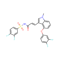 Cn1cc(/C=C/C(=O)NS(=O)(=O)c2ccc(F)c(F)c2)c2c(Oc3ccc(F)c(F)c3)cccc21 ZINC000040873805