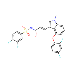 Cn1cc(/C=C/C(=O)NS(=O)(=O)c2ccc(F)c(F)c2)c2c(Oc3ccc(F)cc3F)cccc21 ZINC000040873807