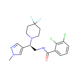 Cn1cc([C@H](CNC(=O)c2cccc(Cl)c2Cl)N2CCC(F)(F)CC2)cn1 ZINC001772653088