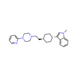 Cn1cc([C@H]2CC[C@H](CCN3CCN(c4ccccn4)CC3)CC2)c2ccccc21 ZINC000253859727