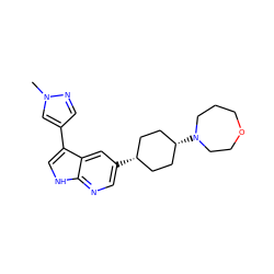 Cn1cc(-c2c[nH]c3ncc([C@H]4CC[C@@H](N5CCCOCC5)CC4)cc23)cn1 ZINC000148322856