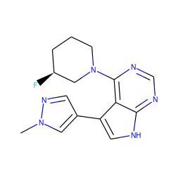 Cn1cc(-c2c[nH]c3ncnc(N4CCC[C@H](F)C4)c23)cn1 ZINC000224891491