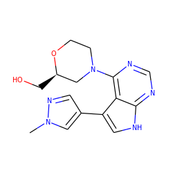 Cn1cc(-c2c[nH]c3ncnc(N4CCO[C@H](CO)C4)c23)cn1 ZINC000224879202