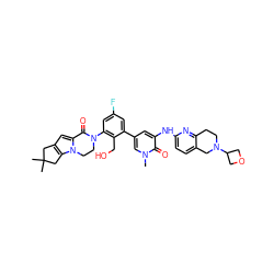 Cn1cc(-c2cc(F)cc(N3CCn4c(cc5c4CC(C)(C)C5)C3=O)c2CO)cc(Nc2ccc3c(n2)CCN(C2COC2)C3)c1=O ZINC000116055757