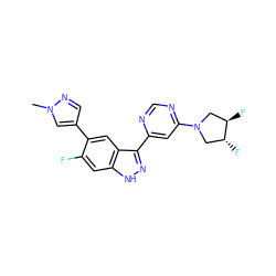 Cn1cc(-c2cc3c(-c4cc(N5C[C@@H](F)[C@H](F)C5)ncn4)n[nH]c3cc2F)cn1 ZINC000225573903