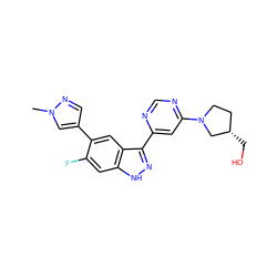 Cn1cc(-c2cc3c(-c4cc(N5CC[C@H](CO)C5)ncn4)n[nH]c3cc2F)cn1 ZINC000225563314