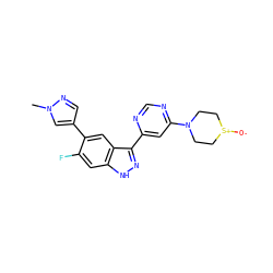 Cn1cc(-c2cc3c(-c4cc(N5CC[S+]([O-])CC5)ncn4)n[nH]c3cc2F)cn1 ZINC000225564344