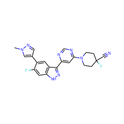 Cn1cc(-c2cc3c(-c4cc(N5CCC(F)(C#N)CC5)ncn4)n[nH]c3cc2F)cn1 ZINC000225639662