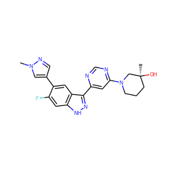 Cn1cc(-c2cc3c(-c4cc(N5CCC[C@](C)(O)C5)ncn4)n[nH]c3cc2F)cn1 ZINC000225573196