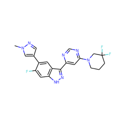 Cn1cc(-c2cc3c(-c4cc(N5CCCC(F)(F)C5)ncn4)n[nH]c3cc2F)cn1 ZINC000225562119