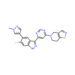 Cn1cc(-c2cc3c(-c4cc(N5CCc6oncc6C5)ncn4)n[nH]c3cc2F)cn1 ZINC000225572447