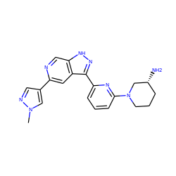 Cn1cc(-c2cc3c(-c4cccc(N5CCC[C@@H](N)C5)n4)n[nH]c3cn2)cn1 ZINC000205256125