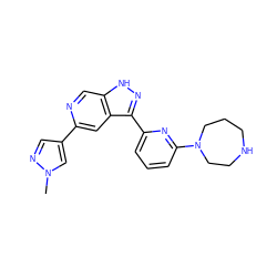 Cn1cc(-c2cc3c(-c4cccc(N5CCCNCC5)n4)n[nH]c3cn2)cn1 ZINC000473155086