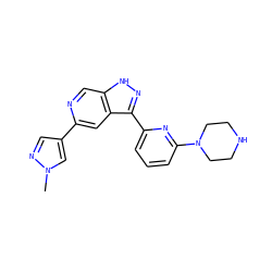 Cn1cc(-c2cc3c(-c4cccc(N5CCNCC5)n4)n[nH]c3cn2)cn1 ZINC000205255195