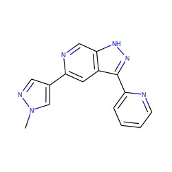 Cn1cc(-c2cc3c(-c4ccccn4)n[nH]c3cn2)cn1 ZINC000205261020