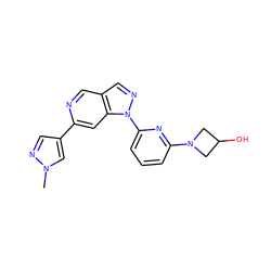 Cn1cc(-c2cc3c(cn2)cnn3-c2cccc(N3CC(O)C3)n2)cn1 ZINC000211020787