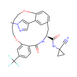 Cn1cc(-c2cc3ccc2OCCCCOc2cc(C(F)(F)F)ccc2C(=O)N[C@H](C(=O)NC2(C#N)CC2)C3)cn1 ZINC001772610226