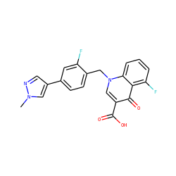 Cn1cc(-c2ccc(Cn3cc(C(=O)O)c(=O)c4c(F)cccc43)c(F)c2)cn1 ZINC000084668955