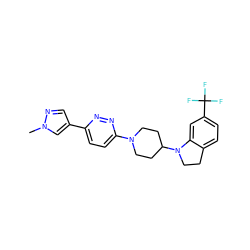 Cn1cc(-c2ccc(N3CCC(N4CCc5ccc(C(F)(F)F)cc54)CC3)nn2)cn1 ZINC000103242995