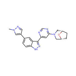 Cn1cc(-c2ccc3[nH]nc(-c4cc(N5C[C@@H]6CC[C@H](C5)O6)ncn4)c3c2)cn1 ZINC000221104807