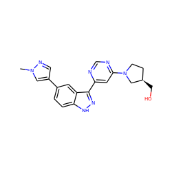 Cn1cc(-c2ccc3[nH]nc(-c4cc(N5CC[C@@H](CO)C5)ncn4)c3c2)cn1 ZINC000225554220