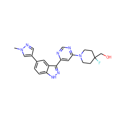 Cn1cc(-c2ccc3[nH]nc(-c4cc(N5CCC(F)(CO)CC5)ncn4)c3c2)cn1 ZINC000225641949