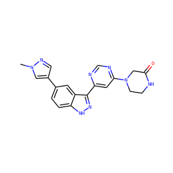 Cn1cc(-c2ccc3[nH]nc(-c4cc(N5CCNC(=O)C5)ncn4)c3c2)cn1 ZINC000225567354