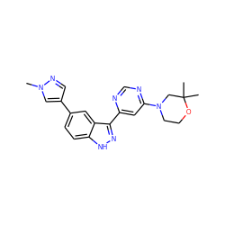 Cn1cc(-c2ccc3[nH]nc(-c4cc(N5CCOC(C)(C)C5)ncn4)c3c2)cn1 ZINC000225564631