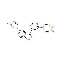 Cn1cc(-c2ccc3[nH]nc(-c4cc(N5CCS(=O)(=O)CC5)ncn4)c3c2)cn1 ZINC000225640159