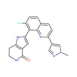 Cn1cc(-c2ccc3ccc(F)c(-c4cc5c([nH]4)CCNC5=O)c3n2)cn1 ZINC000222340990