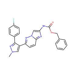 Cn1cc(-c2ccc3nc(NC(=O)OCc4ccccc4)cn3n2)c(-c2ccc(F)cc2)n1 ZINC001772583187