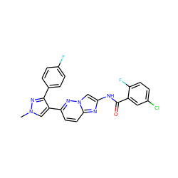 Cn1cc(-c2ccc3nc(NC(=O)c4cc(Cl)ccc4F)cn3n2)c(-c2ccc(F)cc2)n1 ZINC001772586914