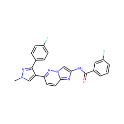 Cn1cc(-c2ccc3nc(NC(=O)c4cccc(F)c4)cn3n2)c(-c2ccc(F)cc2)n1 ZINC001772639040