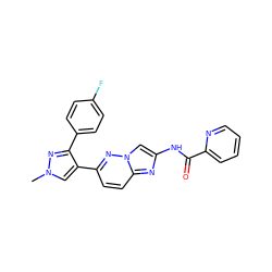 Cn1cc(-c2ccc3nc(NC(=O)c4ccccn4)cn3n2)c(-c2ccc(F)cc2)n1 ZINC001772623501