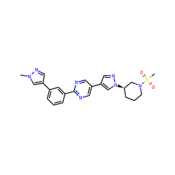 Cn1cc(-c2cccc(-c3ncc(-c4cnn([C@@H]5CCCN(S(C)(=O)=O)C5)c4)cn3)c2)cn1 ZINC000219869963