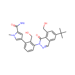 Cn1cc(-c2cccc(-n3ncc4cc(C(C)(C)C)cc(CO)c4c3=O)c2CO)cc1C(N)=O ZINC000143513295