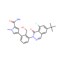 Cn1cc(-c2cccc(-n3ncc4cc(C(C)(C)C)cc(F)c4c3=O)c2CO)cc1C(N)=O ZINC000143432757